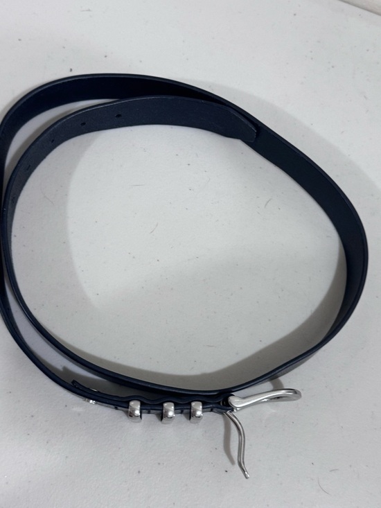 rag & bone Black Leather Belt with Blue Interior and Silver Hardware - Picture 13 of 13